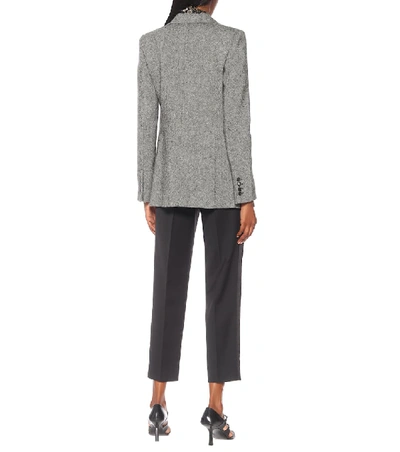 Shop Victoria Beckham Donegal Tweed Blazer In Grey