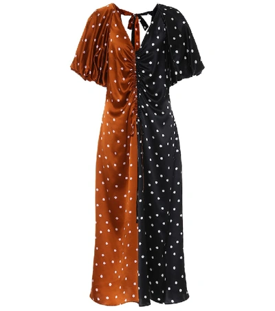 Shop Lee Mathews Talulah Polka-dot Silk-satin Dress In Multicoloured