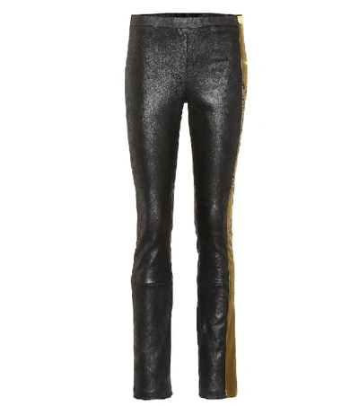 Shop Haider Ackermann Embroidered Leather Leggings In Black