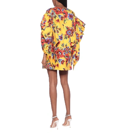Shop Carolina Herrera Floral Cotton And Silk Minidress In Yellow