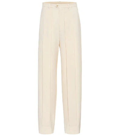 Shop Gucci High-rise Straight Wool Pants In White
