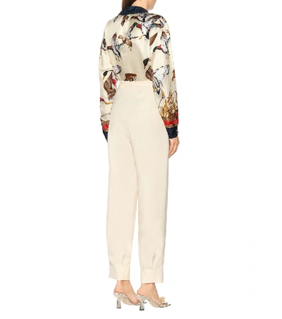 Shop Gucci High-rise Straight Wool Pants In White