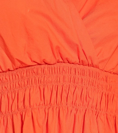 Shop Self-portrait Cotton-poplin Minidress In Orange
