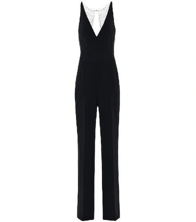 Shop Stella Mccartney Embellished Stretch-crêpe Jumpsuit In Black