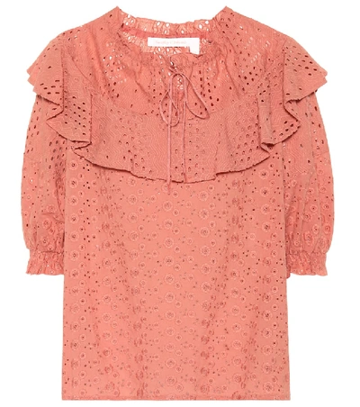 Shop See By Chloé Cotton Eyelet Top In Pink