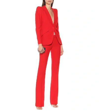 Shop Alexander Mcqueen Single-breasted Crêpe Blazer In Red