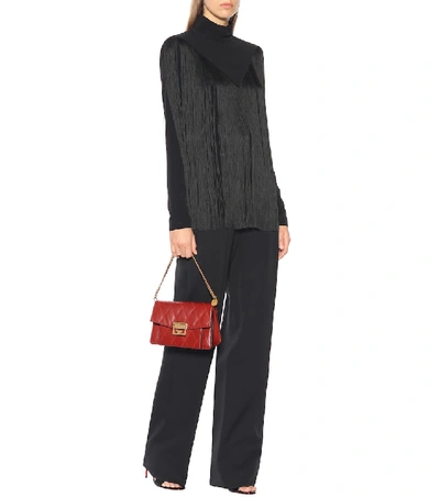 Shop Givenchy Fringed Silk Top In Black