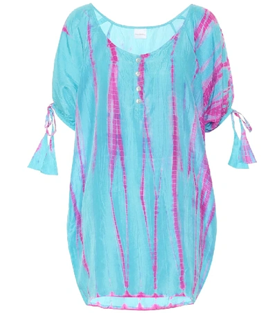 Shop Anna Kosturova Tie-dye Silk Minidress In Blue