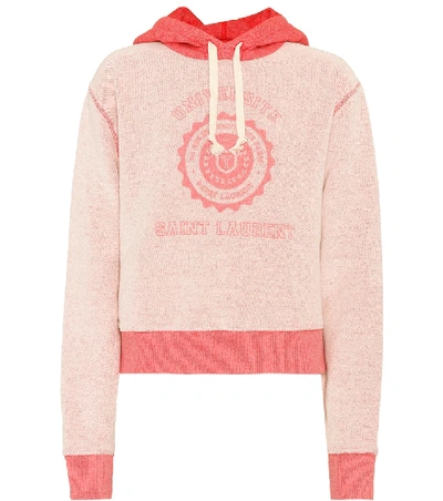 Shop Saint Laurent Printed Cotton Hoodie In Pink