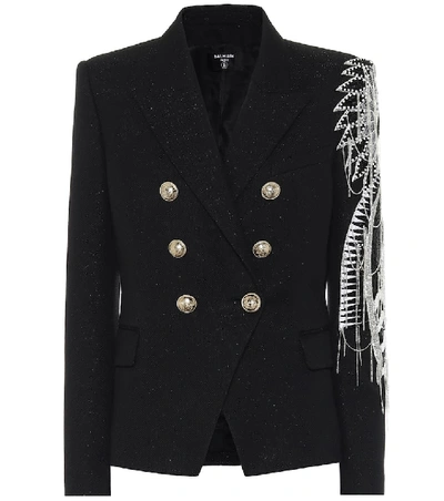 Shop Balmain Crystal-embellished Blazer In Black