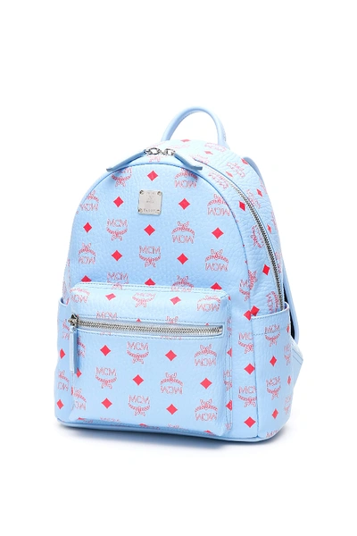 Shop Mcm Stark Visetos Backpack In Blue Bell (light Blue)