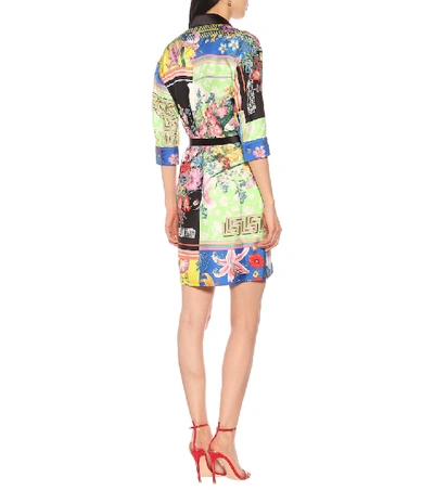 Shop Versace Printed Silk Shirt Dress In Multicoloured