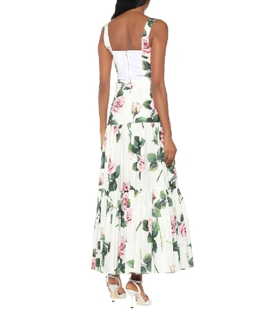 Shop Dolce & Gabbana Floral Cotton Maxi Skirt In White