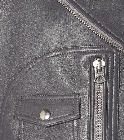 Shop Acne Studios New Merlyn Leather Jacket In Grey