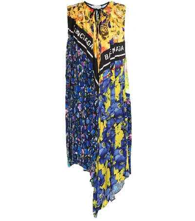 Shop Balenciaga Scarf Printed Dress In Multicoloured