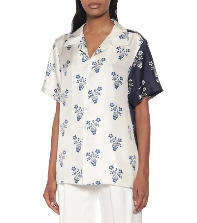 Shop Monse Printed Silk-twill Shirt In White