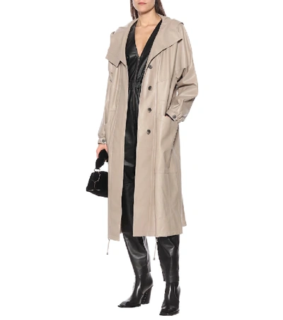 Shop Zeynep Arcay Leather Coat In Beige