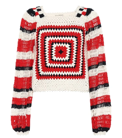 Shop Ulla Johnson Beso Cotton Crochet Sweater In Multicoloured