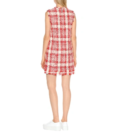 Shop Msgm Plaid Cotton-blend Dress In Red