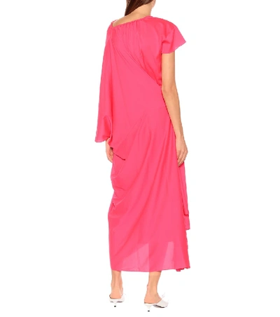 Shop Balenciaga Asymmetric Crêpe Midi Dress In Pink