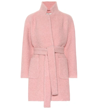 Shop Ganni Wool-blend Coat In Pink