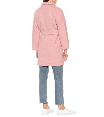 Shop Ganni Wool-blend Coat In Pink
