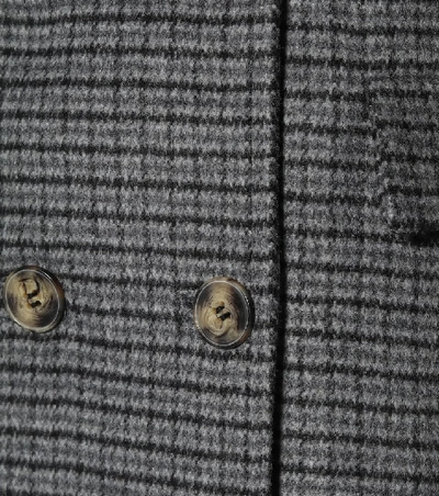 Shop Ganni Checked Wool-blend Coat In Grey