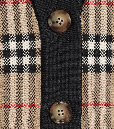 Shop Burberry Checked Wool-blend Cardigan In Beige