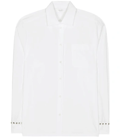Shop Valentino Rockstud Cotton Blouse In White