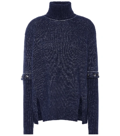 Shop Chloé Alpaca, Silk And Mohair Sweater In Blue
