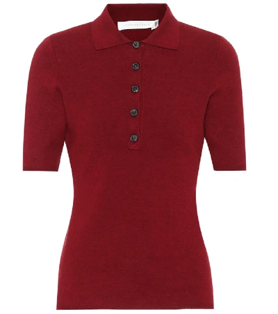 Shop Victoria Beckham Slub Signature Polo Shirt In Red