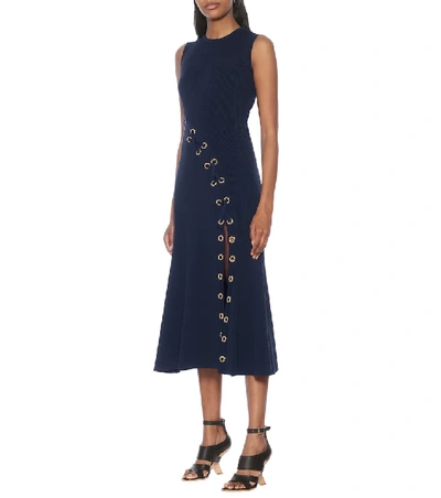 Shop Alexander Mcqueen Embellished Midi Dress In Blue