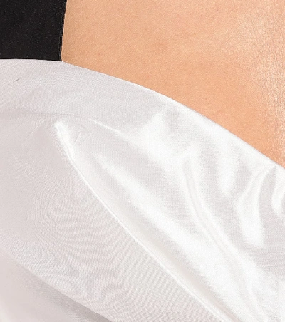 Shop Rasario Halterneck Silk-satin Crop Top In White