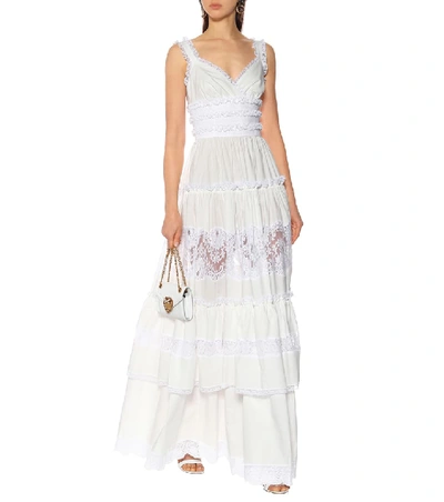 Shop Dolce & Gabbana Cotton Poplin Maxi Dress In White