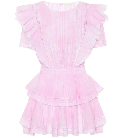 Loveshackfancy Natasha Ruffle Lace-trim Mini Dress In Pink