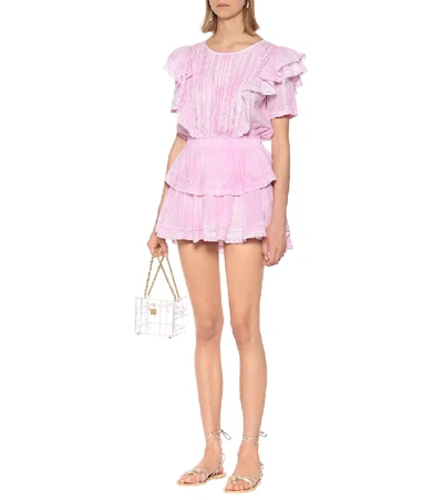 Loveshackfancy Natasha Ruffle Lace-trim Mini Dress In Pink
