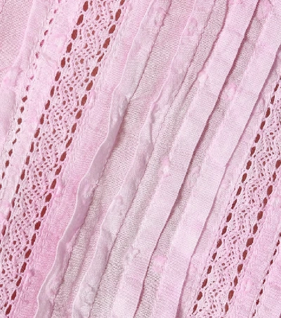 Loveshackfancy Natasha Ruffle Lace-trim Mini Dress In Pink