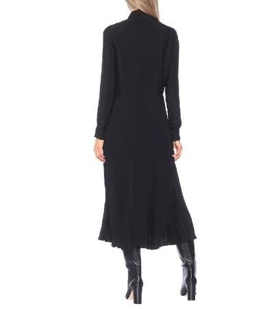Shop Valentino Vltn Crêpe Midi Dress In Black