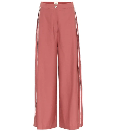 Shop Bodice Studio Pleated Wide-leg Wool Pants In Pink