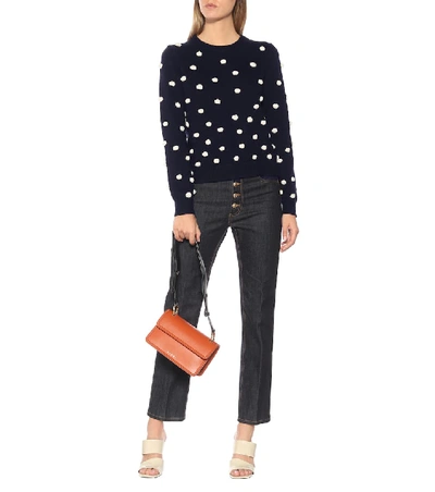 Shop Tory Burch Bauble Cotton And Wool Sweater In Blue