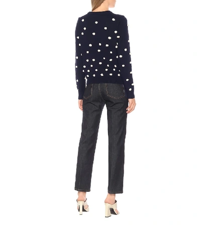 Shop Tory Burch Bauble Cotton And Wool Sweater In Blue