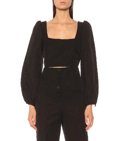 Shop Racil Pat Moire Cropped Top In Black