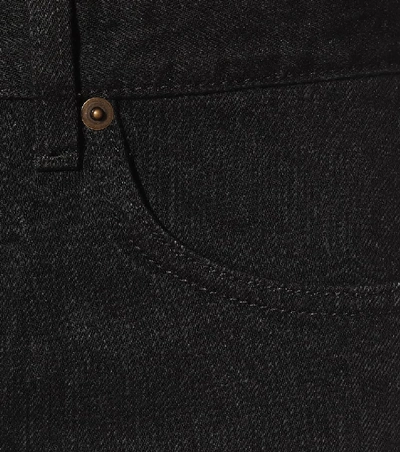 Shop Saint Laurent High-rise Denim Shorts In Black