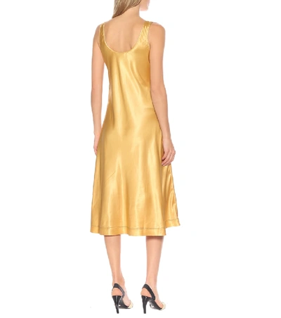 Shop Acne Studios Satin Midi Dress In Yellow