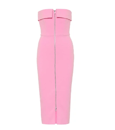 Shop Alex Perry Moore Stretch-crêpe Midi Dress In Pink