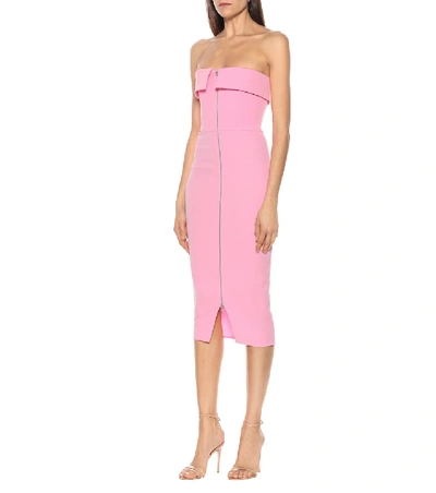 Shop Alex Perry Moore Stretch-crêpe Midi Dress In Pink