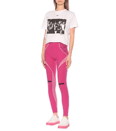 Shop Off-white Stretch-jersey Leggings In Pink