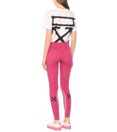 Shop Off-white Stretch-jersey Leggings In Pink