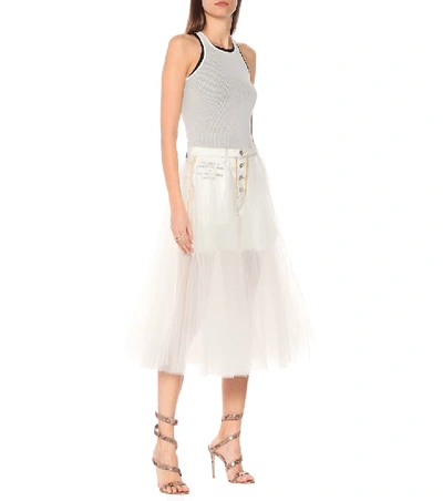 Shop Ben Taverniti Unravel Project Denim And Tulle Skirt In White