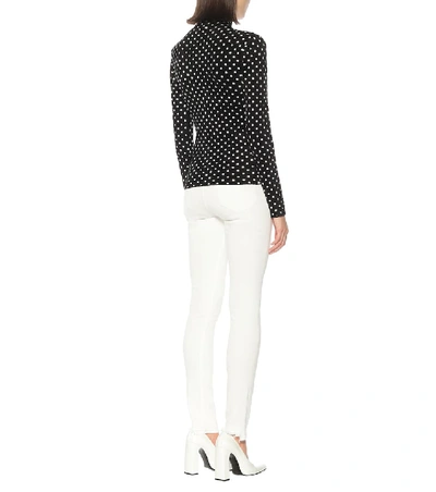 Shop Balenciaga Polka-dot High-neck Sweater In Black